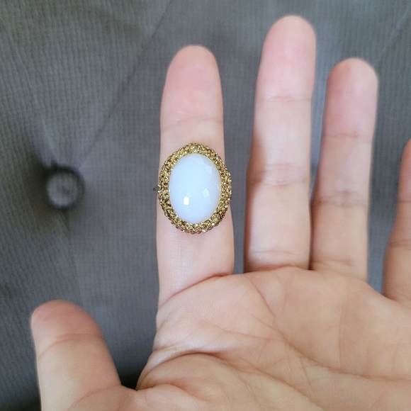 Zeyzey Faceted Opaque Moonstone🌙 Statement Ring - Picture 14 of 15